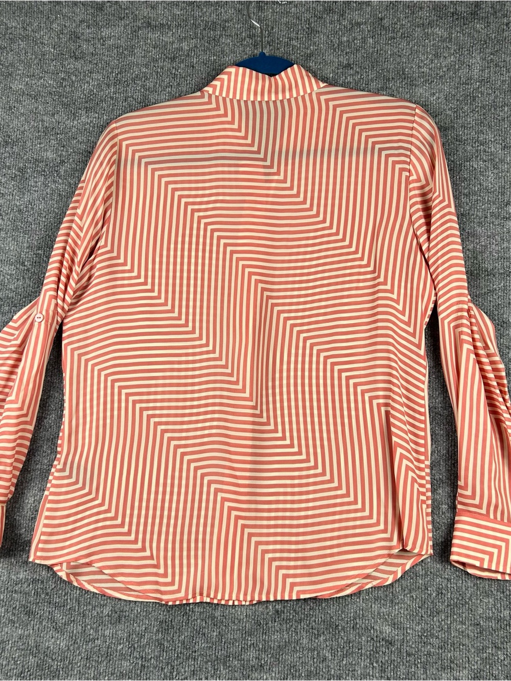 Josephine Chaus Coral Striped Silk Button-Down Shirt - Picture 4 of 11